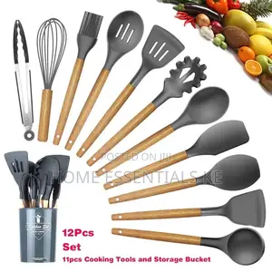 Cutlery Set-Silicone With Wooden Handles