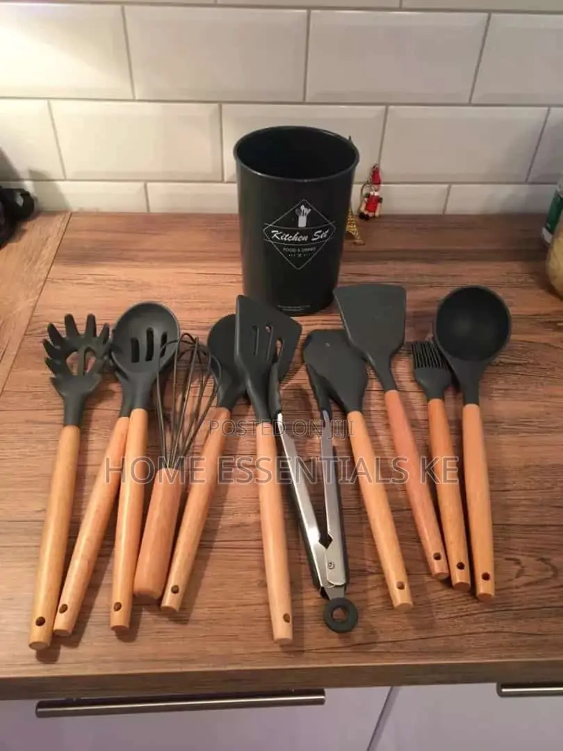 Cutlery Set-Silicone With Wooden Handles
