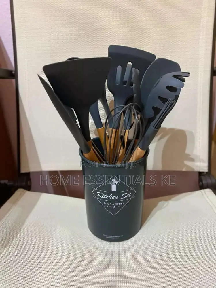 Cutlery Set-Silicone With Wooden Handles