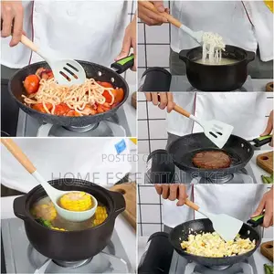 Cutlery Set-Silicone With Wooden Handles
