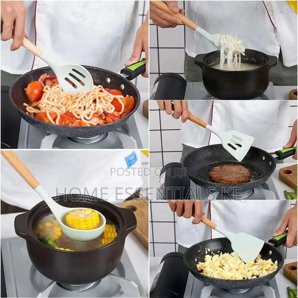 Cutlery Set-Silicone With Wooden Handles