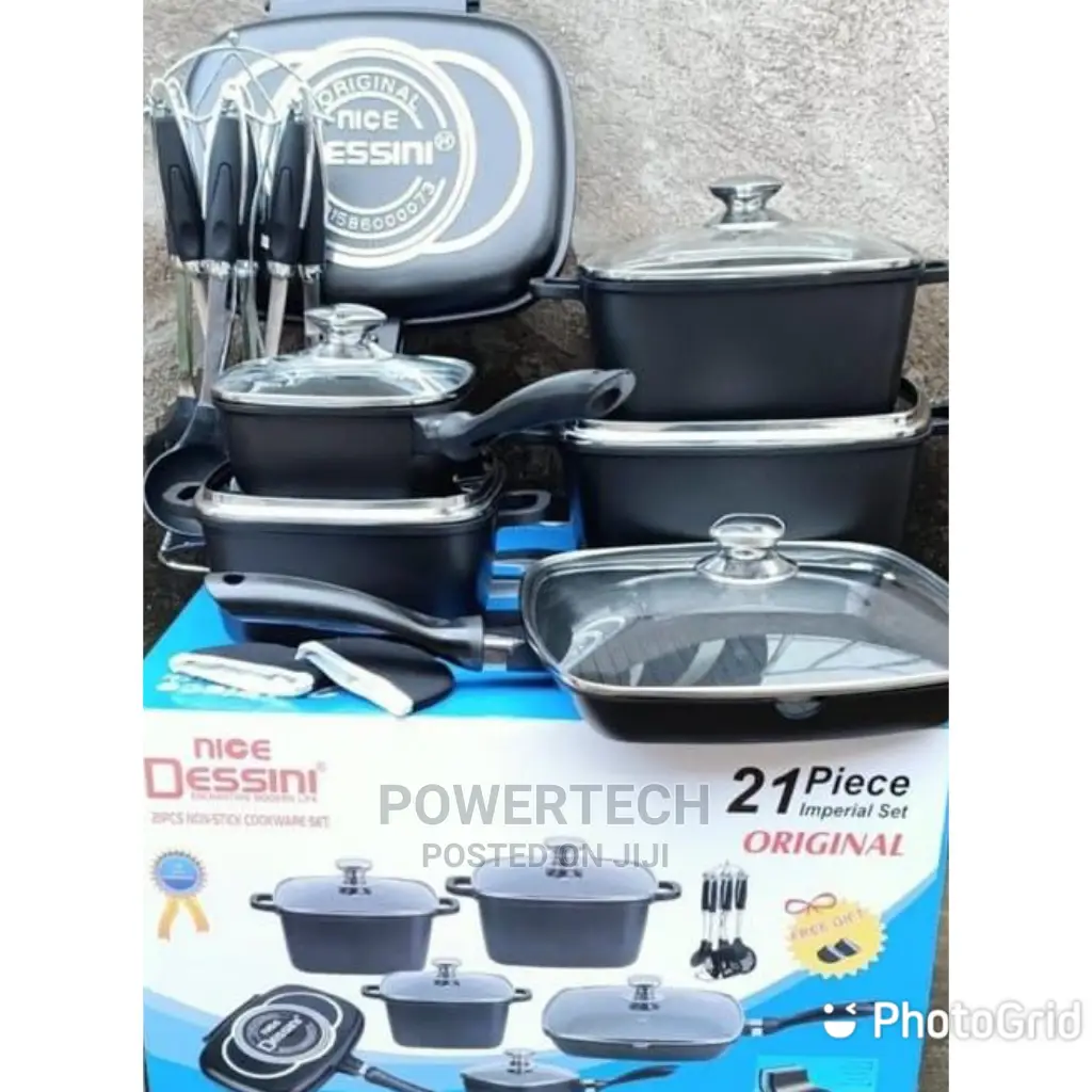 21pc Black Dessin Cookware Set