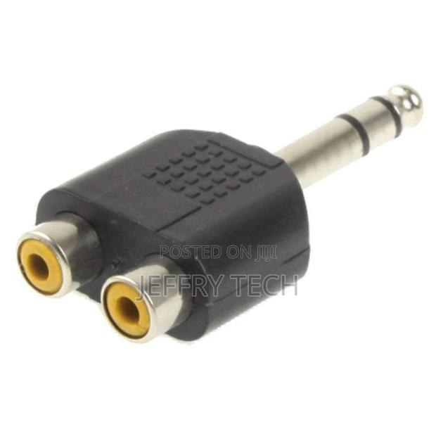 6.35mm Stereo Male Plug Adapter to 2-Way RCA Jack Headphone