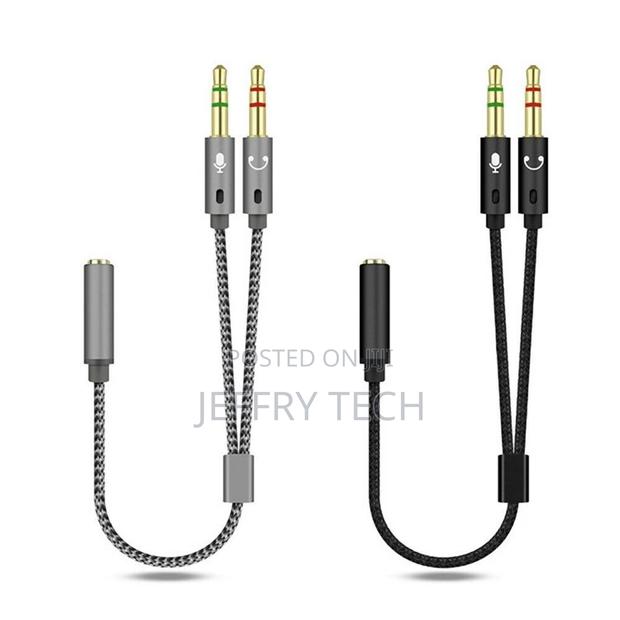 2-In-1 3.5mm Jack 1 Female to 2 Male Adapter Cable Stereo He