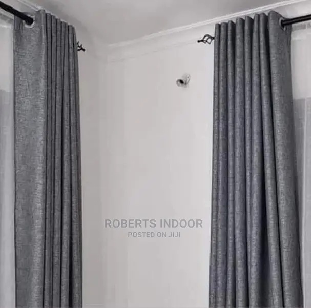Grey Linen Elegant House Curtains