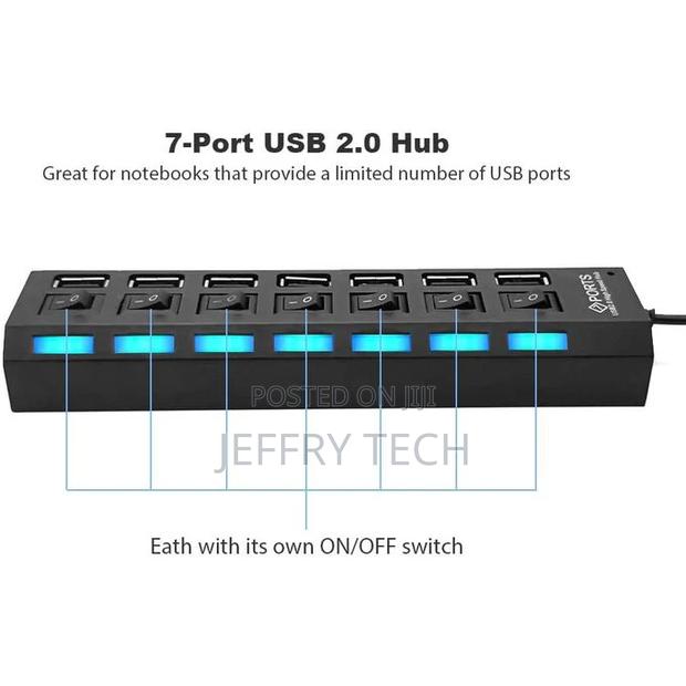 Generic 7 Port USB 2.0 HUB Extender Adapter for Laptop PC - main view