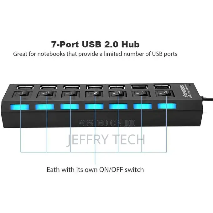 Generic 7 Port USB 2.0 HUB Extender Adapter for Laptop PC