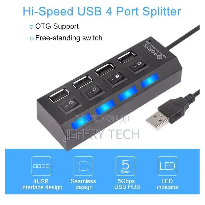 Generic 4 Port USB 2.0 HUB Extender Adapter for Laptop PC