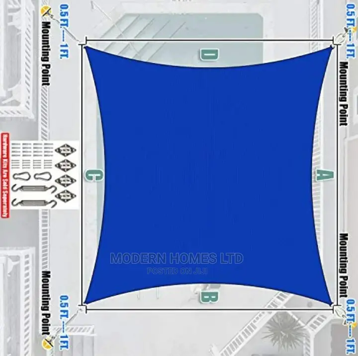 Blue Rectangle Sun Shade Sail Canopy Awning