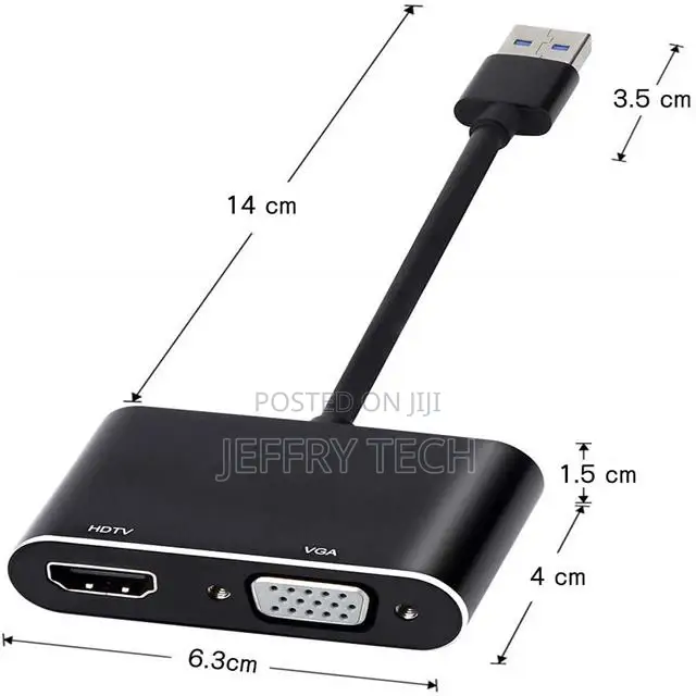 Converter Conversion Charging Apapter USB 3.0 to 2-In-1 VGA