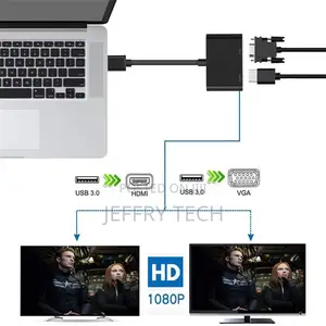 Converter Conversion Charging Apapter USB 3.0 to 2-In-1 VGA