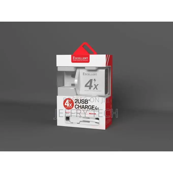 Excellent 4X 2 USB Port Fast Charger for Smartphone