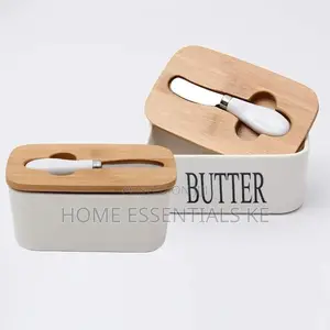 Butter Spread Kit Ceramic, Airtight Bamboo + Spread Knife