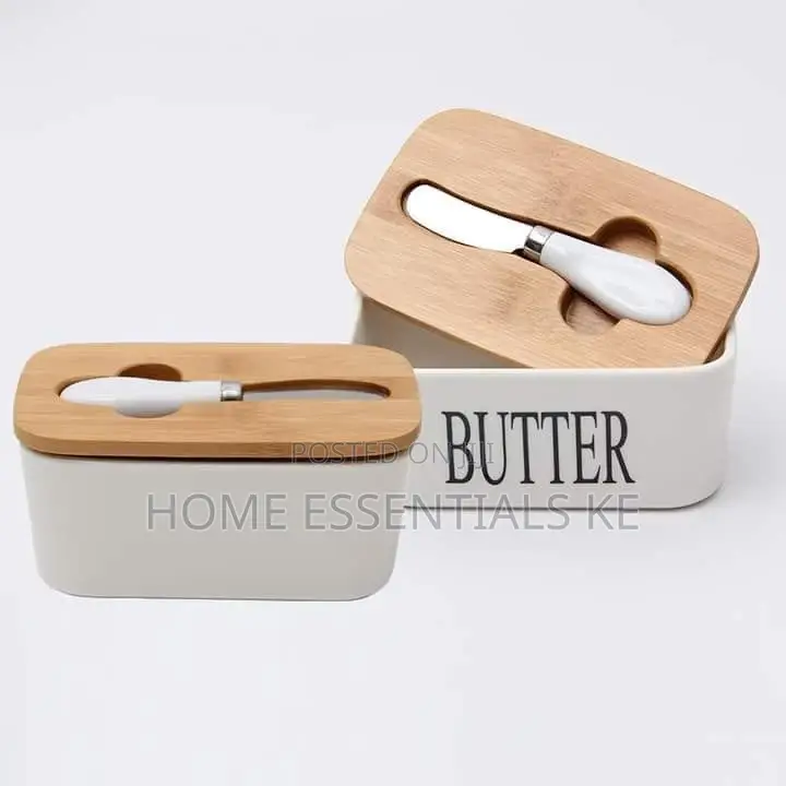 Butter Spread Kit Ceramic, Airtight Bamboo + Spread Knife