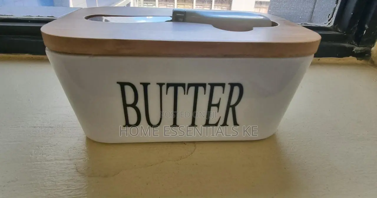 Butter Spread Kit Ceramic, Airtight Bamboo + Spread Knife
