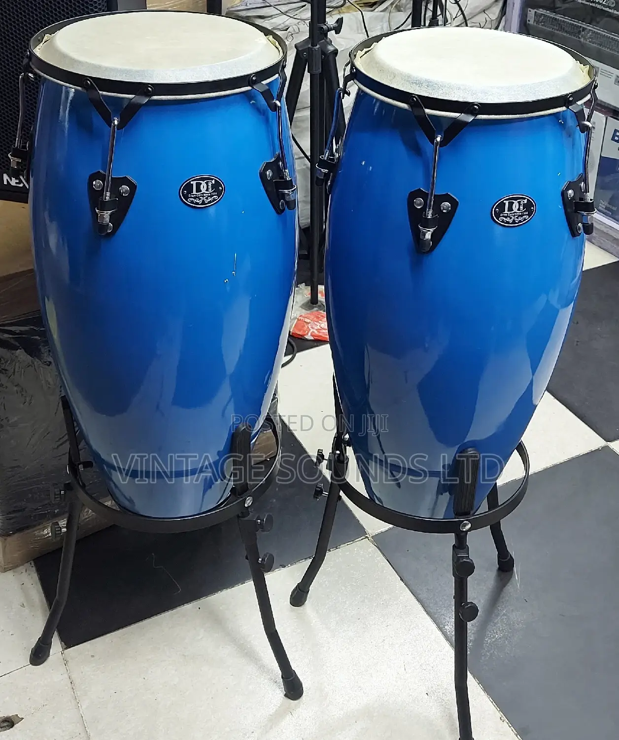 DC Conga Drum Set With Stand 10-Inch and 11-Inch ( BLUE)