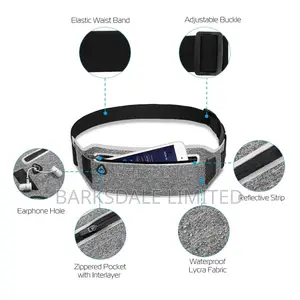 Phone Waistband Running Waist Belt Jogging Band Grey Black