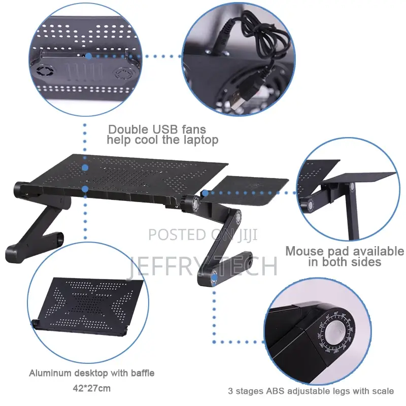 Portable Height Adjustable Aluminum Alloy Computer Table Lap