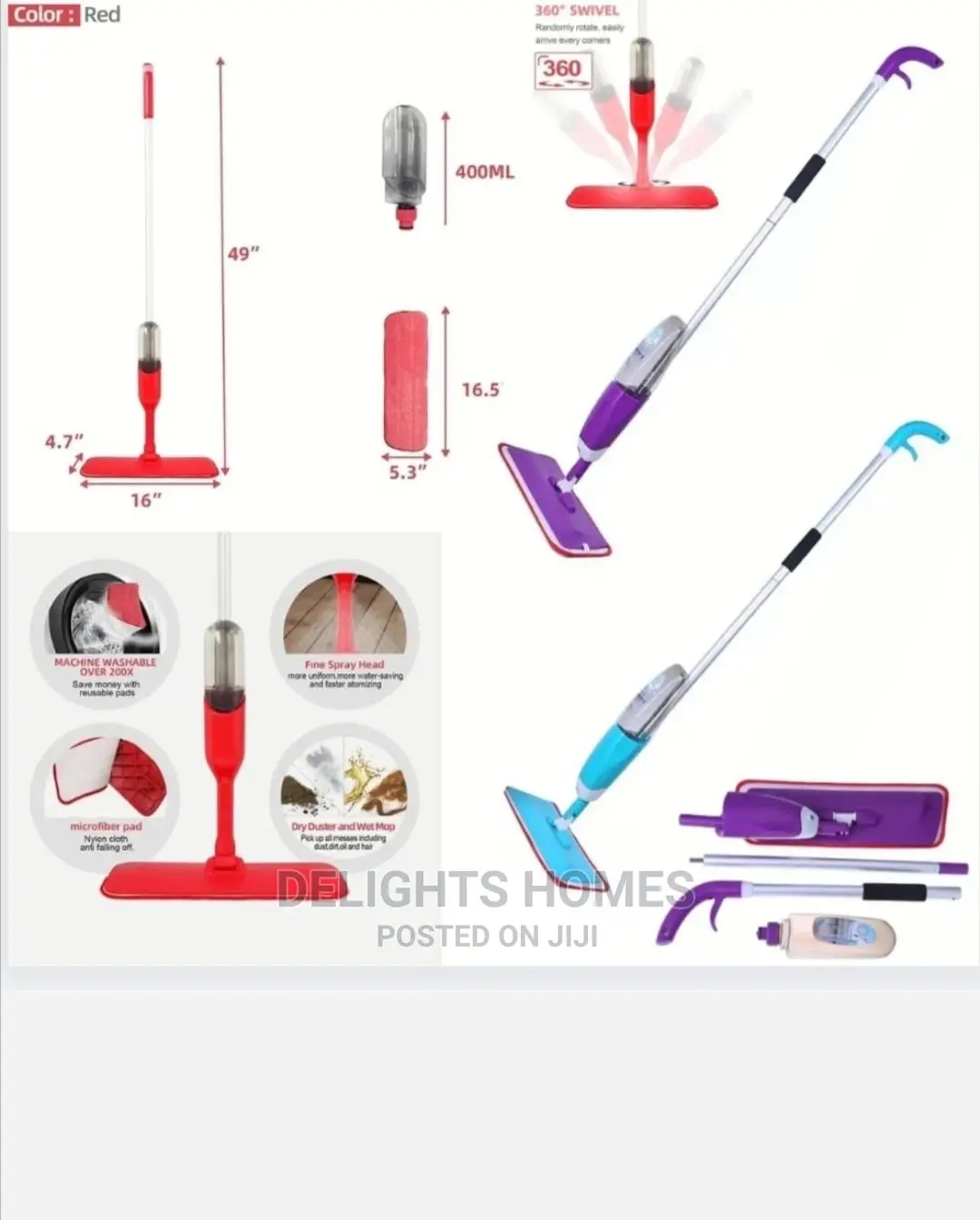 Spray Mop With 360 Degree Handle Mop