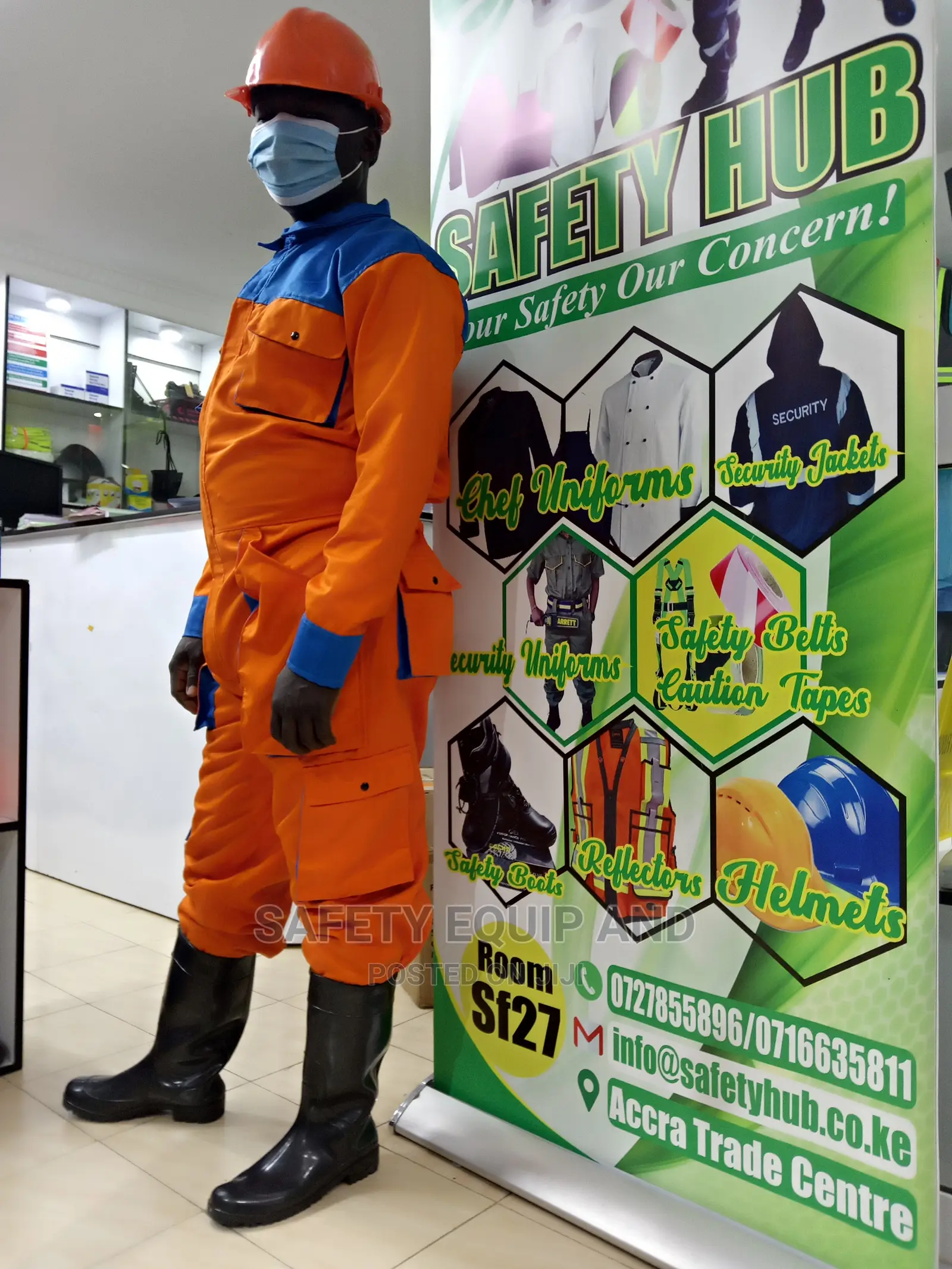 Cargo Overall Suits (Orange With Blue Pockets)