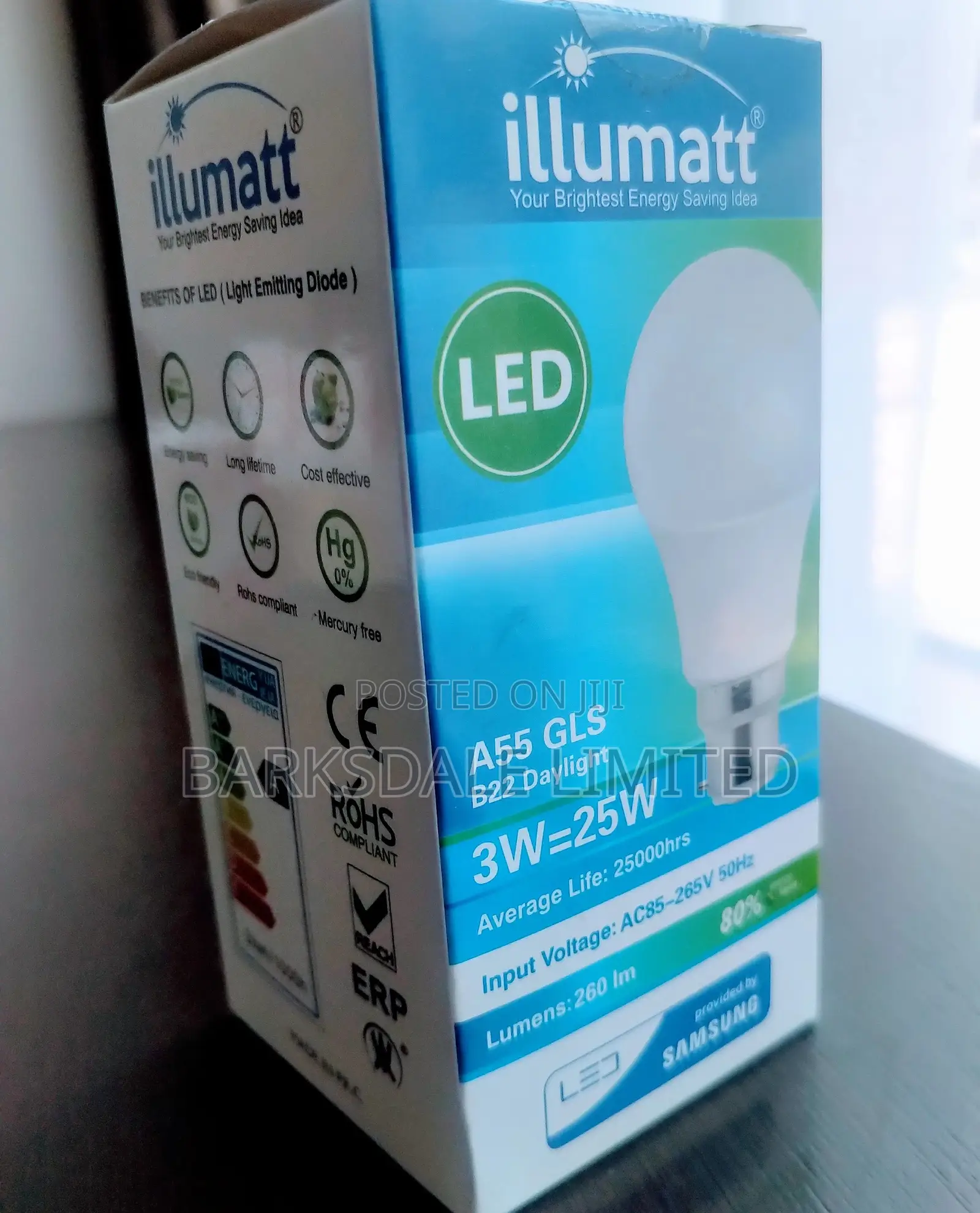 LED BULB B22 A55 GLS 3w Watts 260lm 120ma Daylight Pin Type