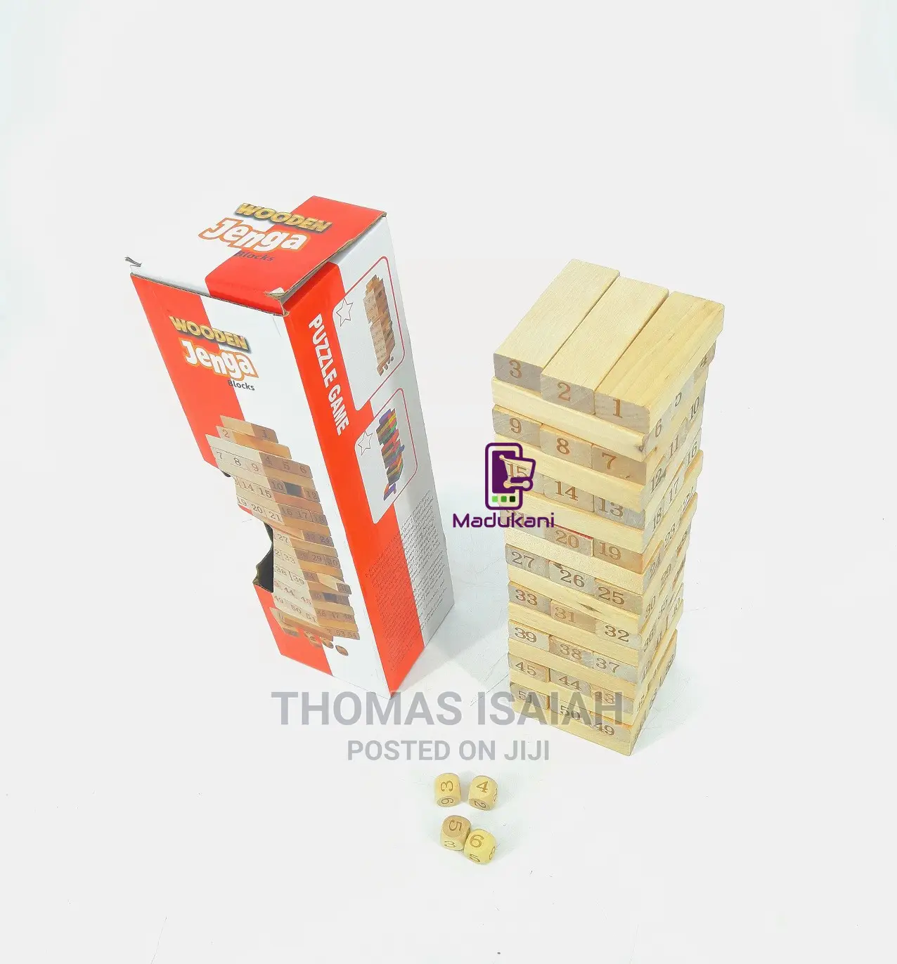 54PCS Jenga Puzzle Game With Real Wood Pieces