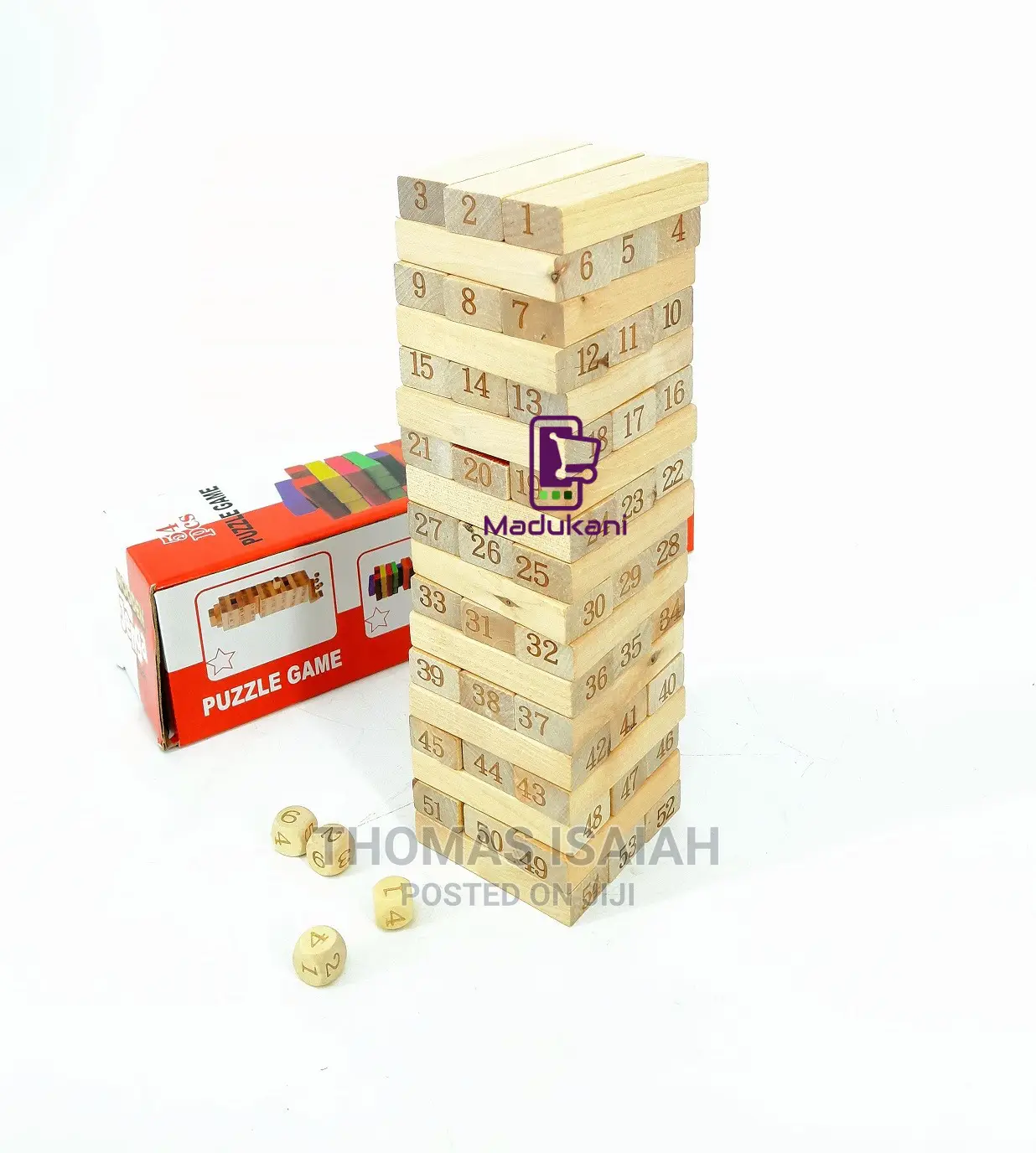 54PCS Jenga Puzzle Game With Real Wood Pieces