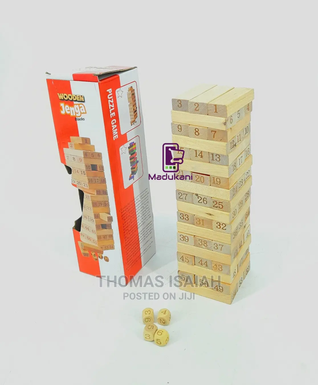 54PCS Jenga Puzzle Game With Real Wood Pieces