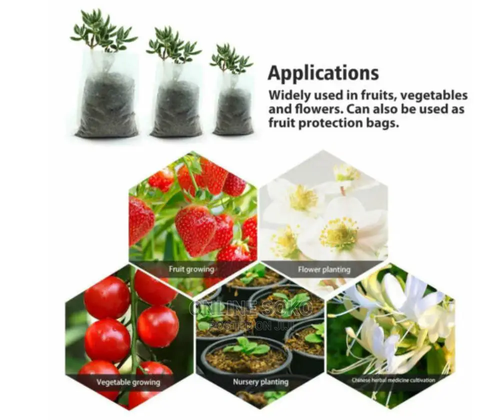 Biodegradable Non-Woven Nursery Planting Seedling Bag-50 PCS