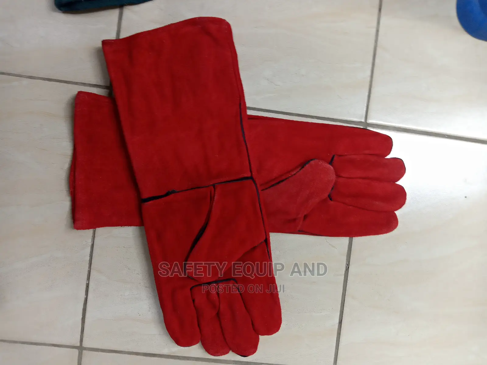 Red Welding Gloves Made of Leather