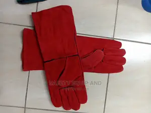 Red Welding Gloves Made of Leather
