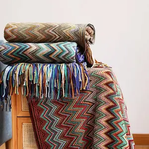 Home Decor Bohemian Style Soft Knitted Throw