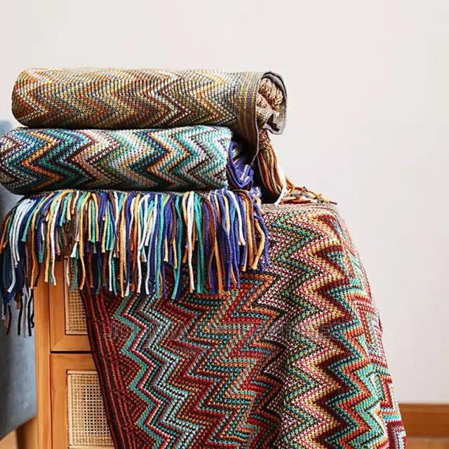 Home Decor Bohemian Style Soft Knitted Throw