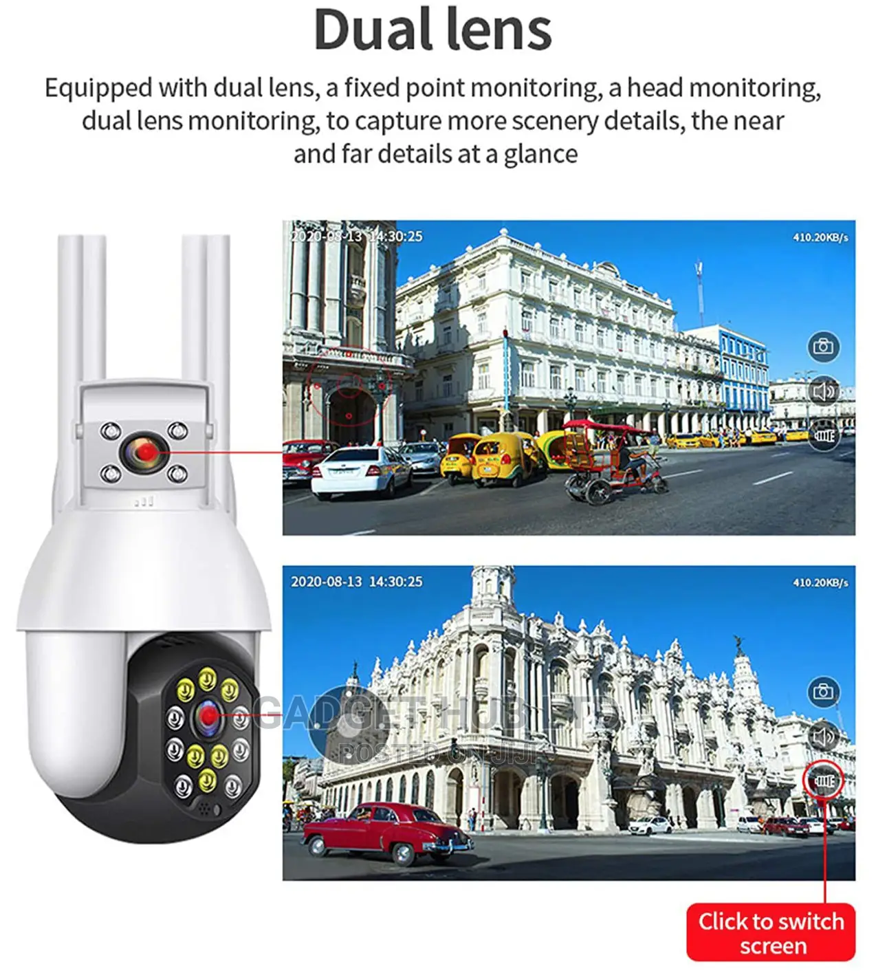 Dual Lens CCTV Wifi Camera Dual Lense Two Cameras in One