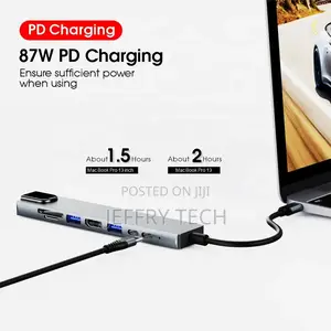 8 in One USB C PD Charging Type C USB Hub 3.0 RJ45 Port Dock