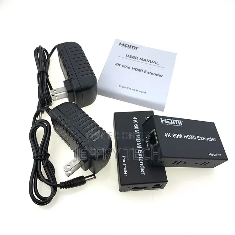 4K HDMI Extender 60m HDMI TO RJ45 Adapter With Black Color