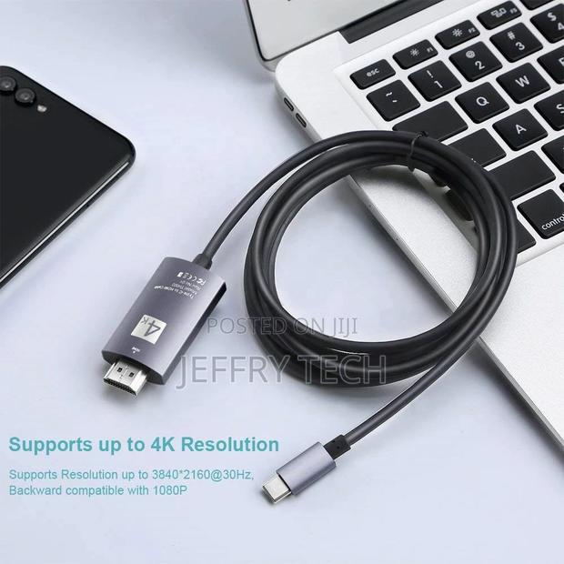 USB C to HDMI Cable 2 Meters, USB 3.1 Type C Thunderbolt 3 P - thumbnail 2