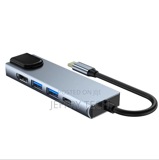 Gray 5-In-1 USB Type-C Hub Hdmi 4K USB C Hub to Gigabit Ethe - thumbnail 2