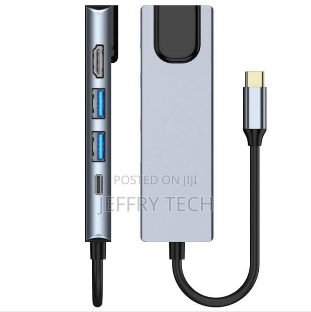 Gray 5-In-1 USB Type-C Hub Hdmi 4K USB C Hub to Gigabit Ethe - thumbnail 3