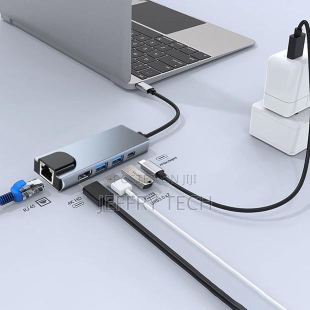 Gray 5-In-1 USB Type-C Hub Hdmi 4K USB C Hub to Gigabit Ethe - thumbnail 5