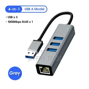 4 Port Ethernet USB Hub USB to Lan 1000mbps Network Connecto