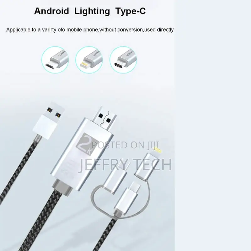3 in 1 Smart Mobile Phone to HDTV HDMI Mirroring Adapter Ca