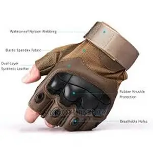Tactical Fingerless Motorcycle Hard Knuckle Half Finger Glov