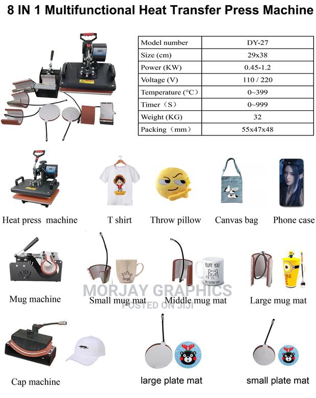 Branded 15X15 Best Selling 8 in 1 Combo Heat Press