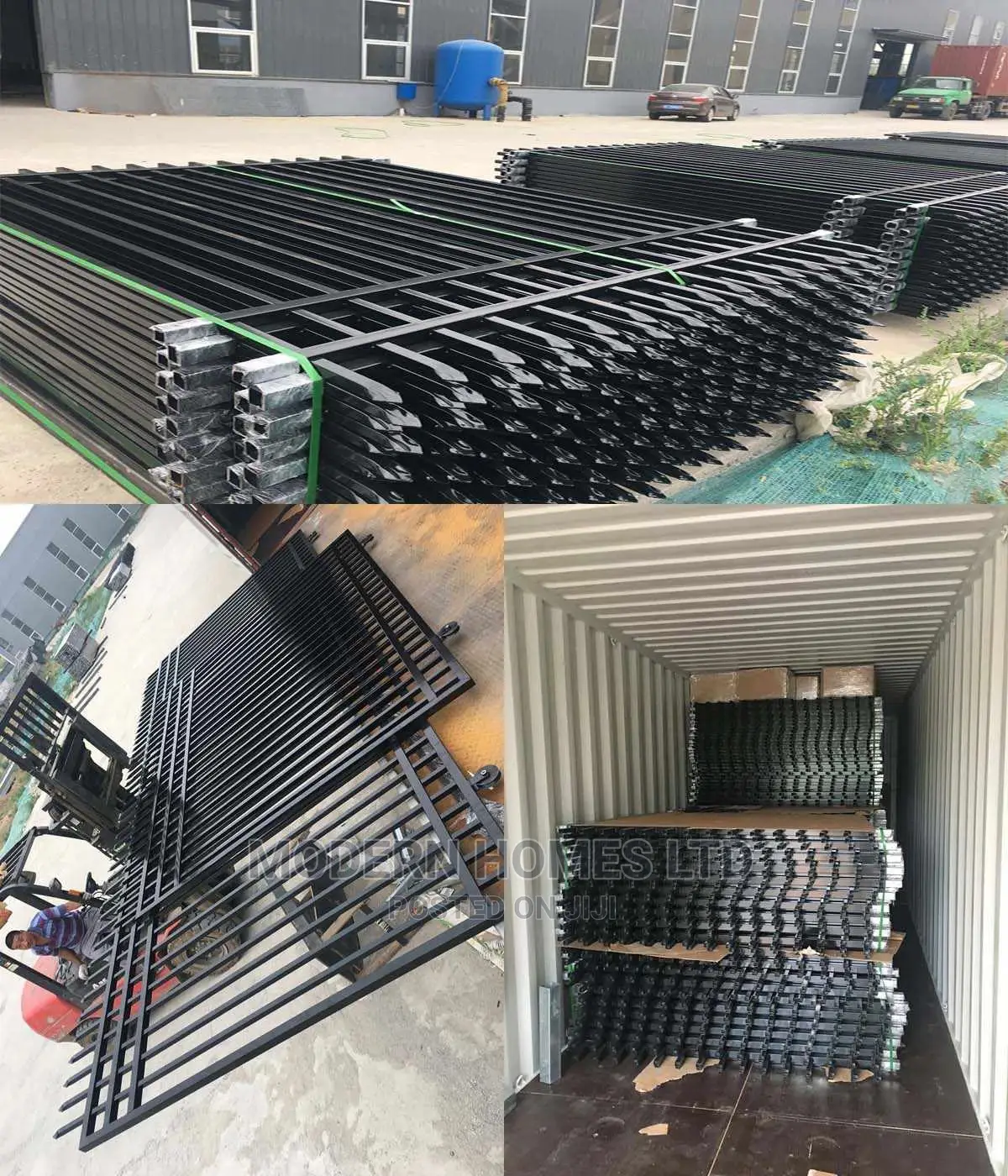 Decorative Black Palisade - Iron Panels Tubular Steel Fence