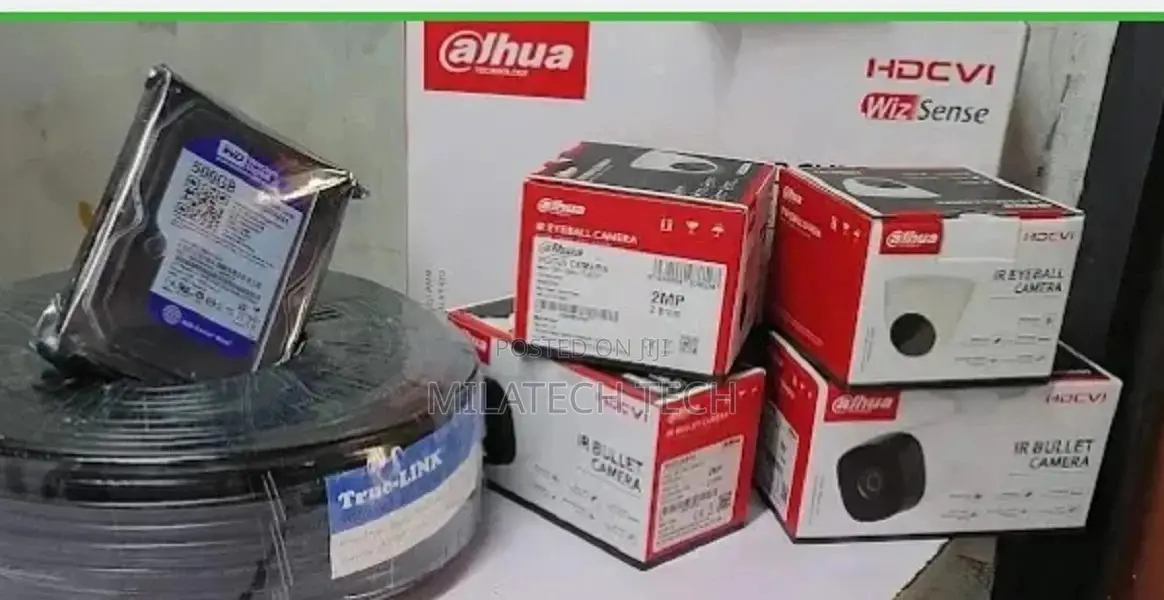 Full Kit Dahua 4 CCTV Cameras Complete System Package Kit
