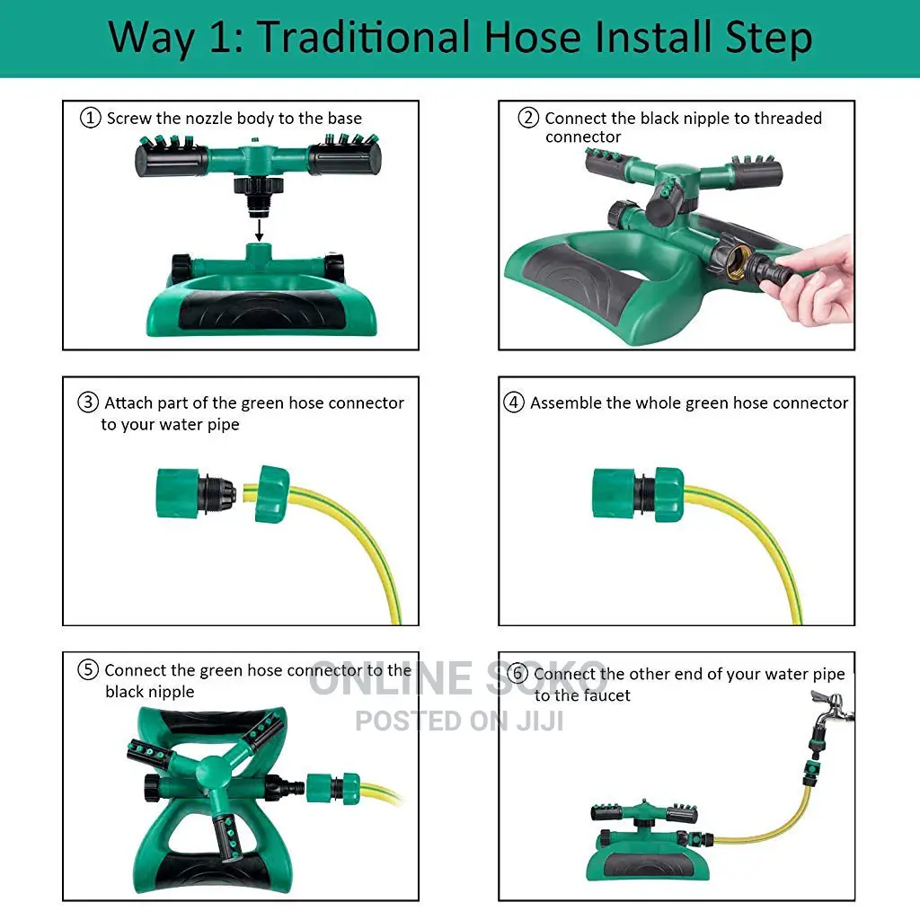 360 Degrees 3- Arm Lawn Garden Water Oscillating Sprinkler