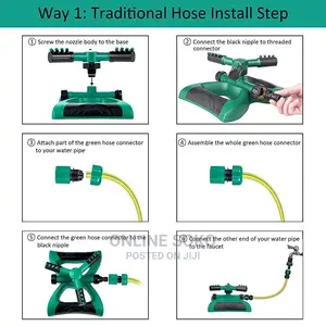 360 Degrees 3- Arm Lawn Garden Water Oscillating Sprinkler