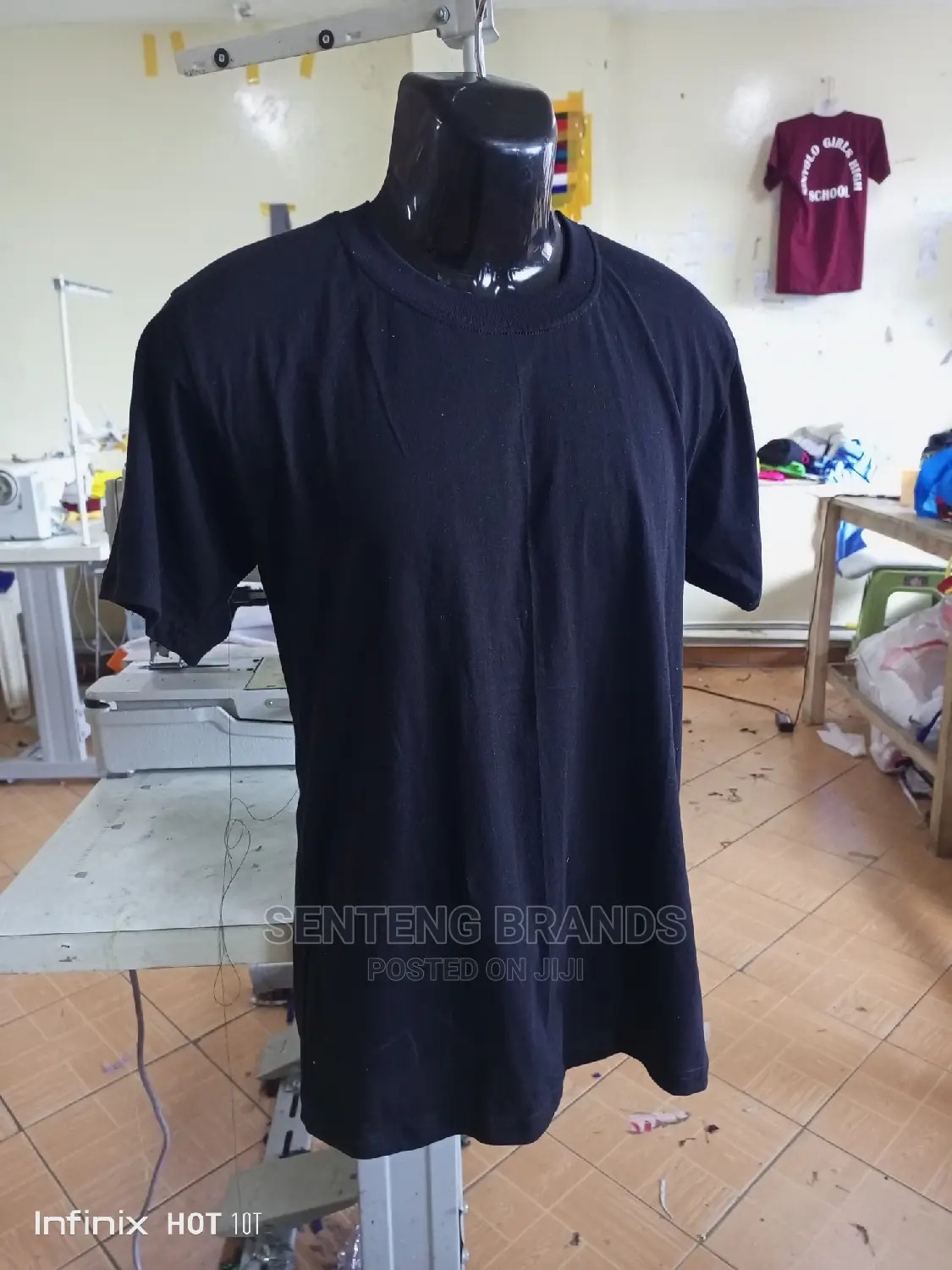 Black Cotton Plain T-Shirts