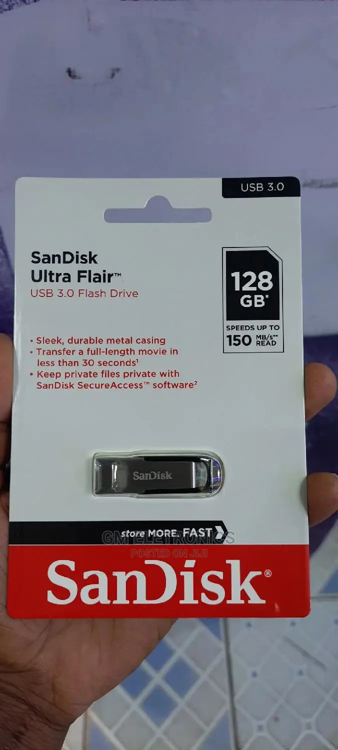 128gb Metallic Usb 3•0 Sandisk Flash Drive.